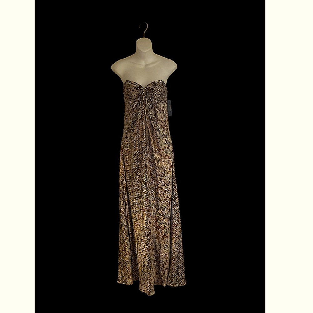 Laundry Silk Floral Ruched Empire Waist Padded Bust Strapless Formal Maxi Gown 6 - Picture 5 of 15